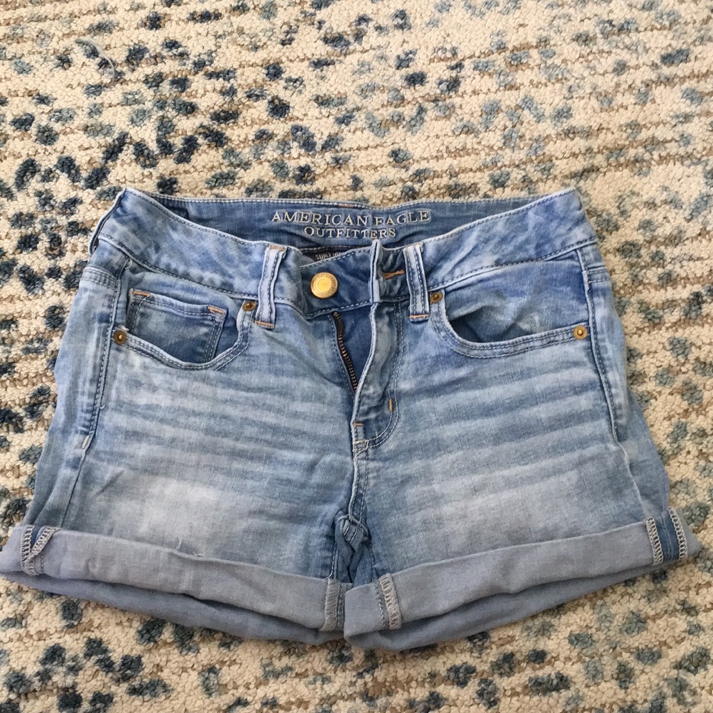 American Eagle light blue jean shorts